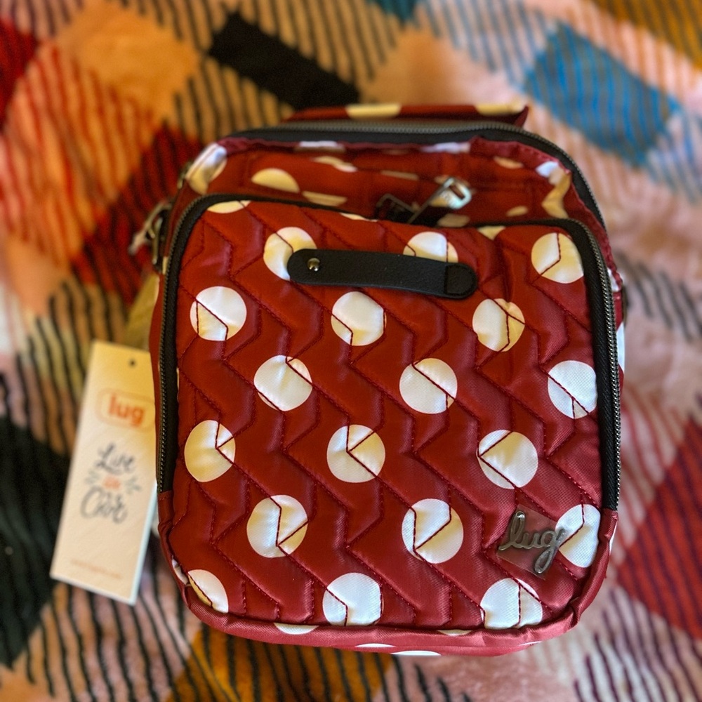 Lug Skeeter in Crimson Large Dot! Polka Dot Quilted Crossbody Bag